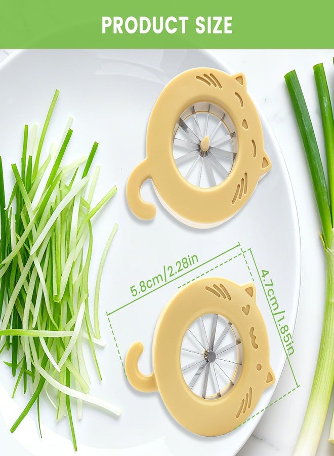 KCMOSGI 2 Pcs Cute Cat Shaped Green Onion Slicer, Green Onion Shredder, 12 Stainless Steel Blades Scallion Shredder, Scallion Cutter, Shallot Cutter, Kitchen Gadgets - Image 2