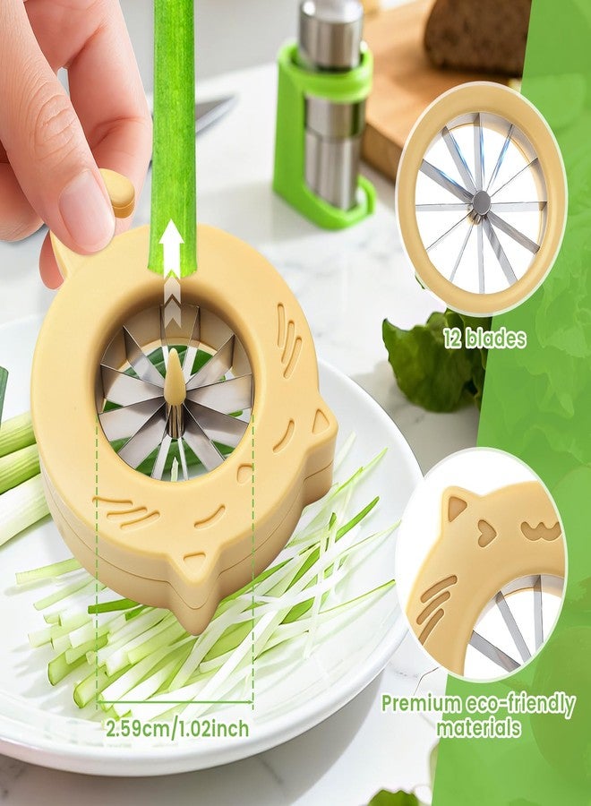 KCMOSGI 2 Pcs Cute Cat Shaped Green Onion Slicer, Green Onion Shredder, 12 Stainless Steel Blades Scallion Shredder, Scallion Cutter, Shallot Cutter, Kitchen Gadgets - Image 3