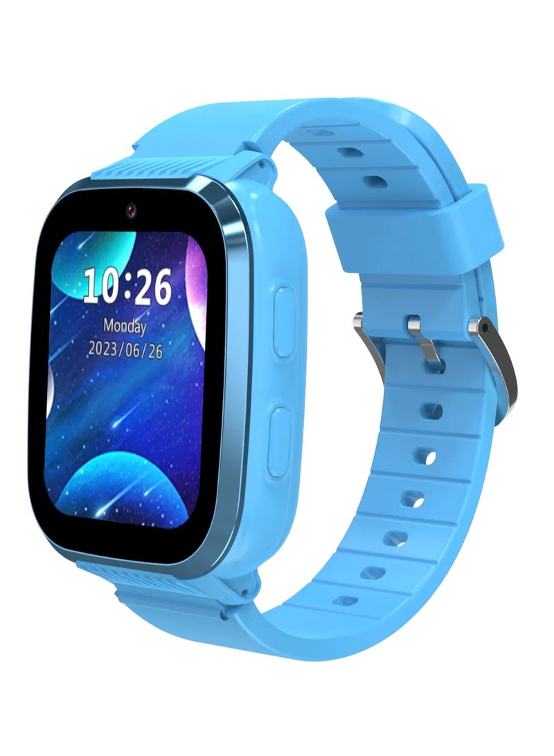 بورودو ساعة ذكية للأطفال بشاشة 1.85 بوصة، مزودة بخاصية الاتصال الطارئ، ومكالمات الفيديو، ونظام تحديد المواقع العالمي (دقة: 10-30 مترًا)، وشريحة نانو، وشبكة الجيل الرابع - أزرق - Image 1