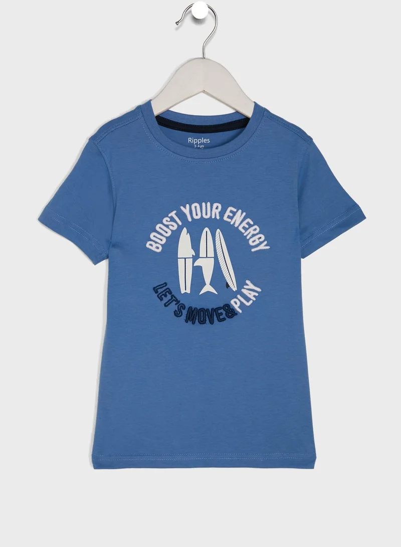 Ripples Printed Slogan T-Shirt