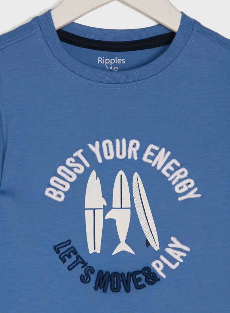 Ripples Printed Slogan T-Shirt
