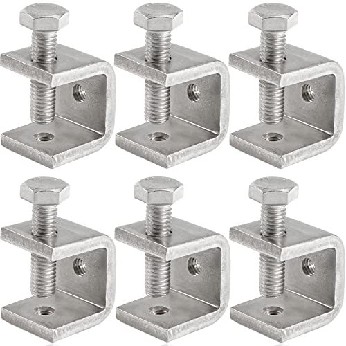 Foxwake Mini C Clamps Stainless Steel 0.83 Inch for Working, Heavy Duty Small U Clamps for Metal Mounting, Universal Desk Clamp with Stable Wide Jaw Opening/I-Beam Design (6pcs) - Image 1