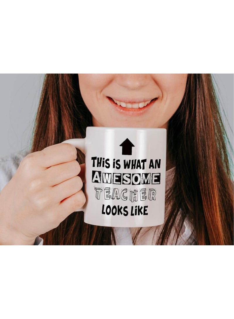 SHOP NEW ARRIVALS Teacher Appreciation Gifts What An Awesome Teacher Looks Like for Classroom Teaching Decorations World’s Best Men Women Teachers Ever Novelty Gift Coffee Mug Tea Cup Gift From Students. - Image 3