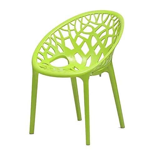 SkyGlamour Neelkamal Crystal Round Plastic Chair for Home, Living Room, Garden, Patio Durable Indoor & Outdoor| Plastic Chair Set of 2, Colour:Lime Green - Image 4