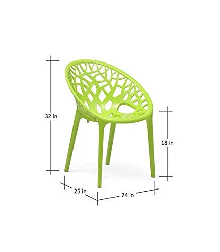 SkyGlamour Neelkamal Crystal Round Plastic Chair for Home, Living Room, Garden, Patio Durable Indoor & Outdoor| Plastic Chair Set of 2, Colour:Lime Green - Image 2