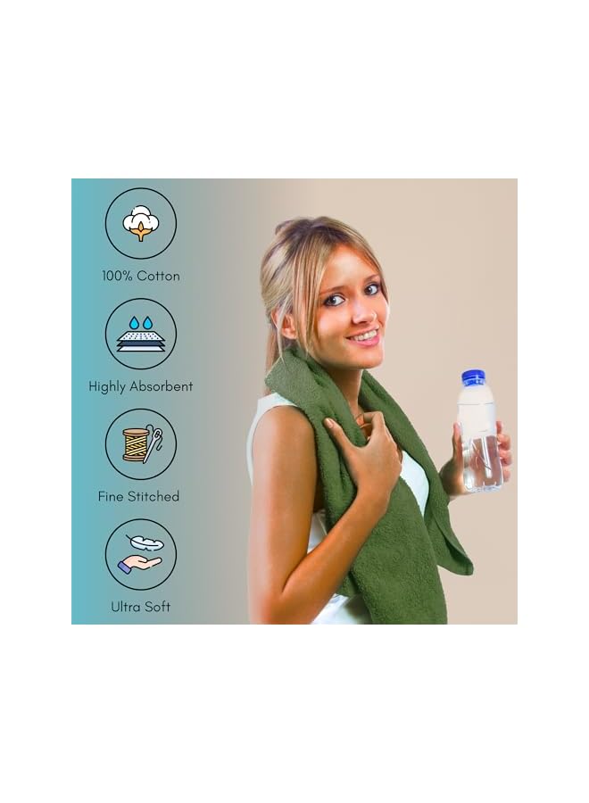 The Bros 6 PCs Towels Bath Cotton Towel Set Hotel Quality 600 GSM 100% Cotton, 2 Bath Towel, 2 Hand Towel/Gym Towel, 2 Face Towel, Highly Absorbent Towels for Bathroom (Military, 6 PCs Towels Pack) - Image 2