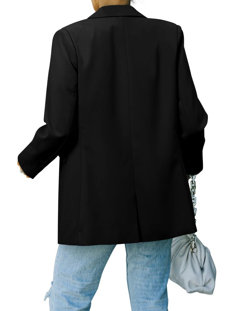 CRAZY GRID Women Casual Business Blazer Professional Work Blazer Jacket Ladies Stretch Long Sleeve Fashion Suit Jacket Plus Size XL Black - Image 3
