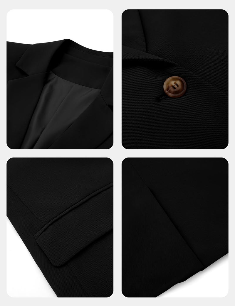 CRAZY GRID Women Casual Business Blazer Professional Work Blazer Jacket Ladies Stretch Long Sleeve Fashion Suit Jacket Plus Size XL Black - Image 5