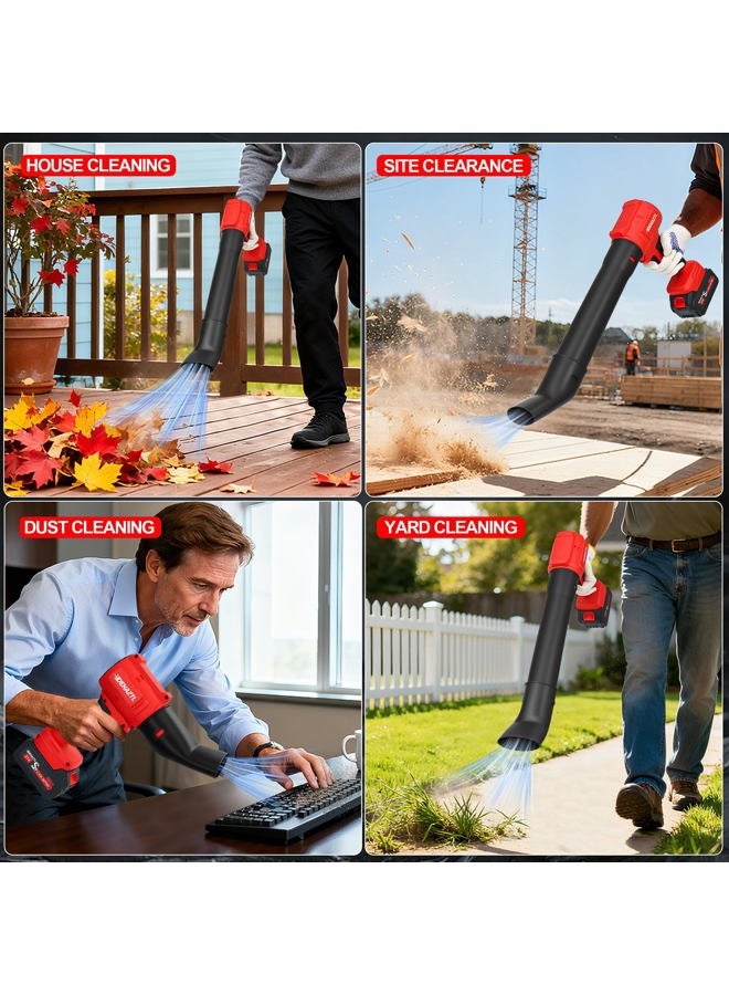 Denaztl Cordless Leaf Blower with Stepless Speed Control, 800000 RPM Brushless Handheld Leaf Blower with 2 Extended Nozzle, Fast Charger and 2x 4.0Ah Battery Powered Blowers for Lawn Care, Patio Cleaning, Red - Image 5