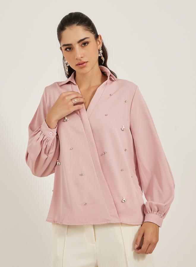 Styli Embellished Regular Fit Wrap Top - Image 3