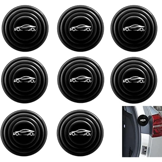 ريحني ممتص صدمات باب السيارة، 8 قطع، ملصقات عازلة للصوت من السيليكون والبولي فينيل كلوريد، واقي حافة الباب، وسادة مصد باللون الأسود - Image 2