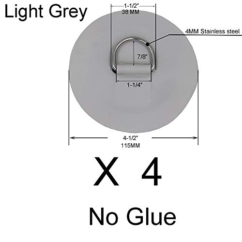 YYST 4 X Stainless Steel D-Ring Pad/Patch for PVC Inflatable Boat Raft Dinghy Kayak - No Glue Included- Instruction Included- Light Grey - Image 2