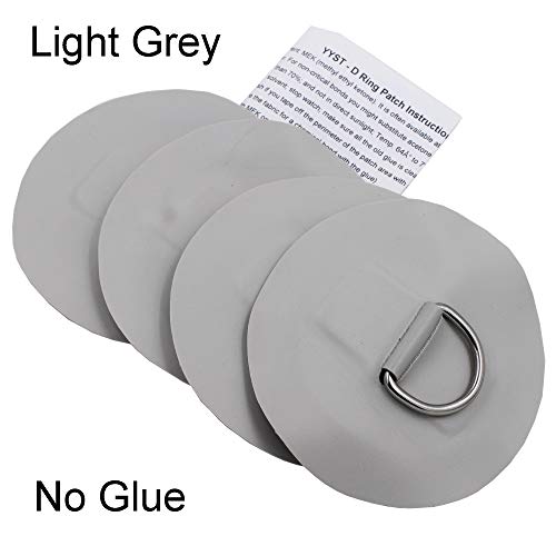 YYST 4 X Stainless Steel D-Ring Pad/Patch for PVC Inflatable Boat Raft Dinghy Kayak - No Glue Included- Instruction Included- Light Grey - Image 3