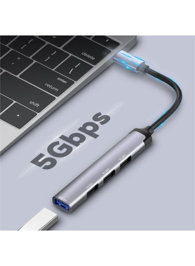 محول USB-C متعدد الوظائف 4 في 1، من النوع C إلى 4 منافذ USB بسرعة 5 جيجابت في الثانية، متوافق مع أجهزة الكمبيوتر المحمولة والهواتف الذكية - Image 2