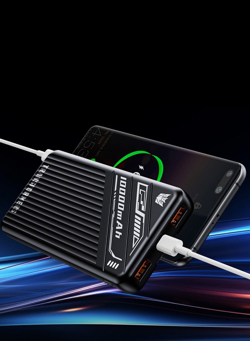 TRANSFORMERS TF-D28 10000mAh Power Bank with Dual USB-A, Type-C & Lightning Outputs – Fast Charging, High-Efficiency, and Multiple Ports for All Devices - Black - Image 2