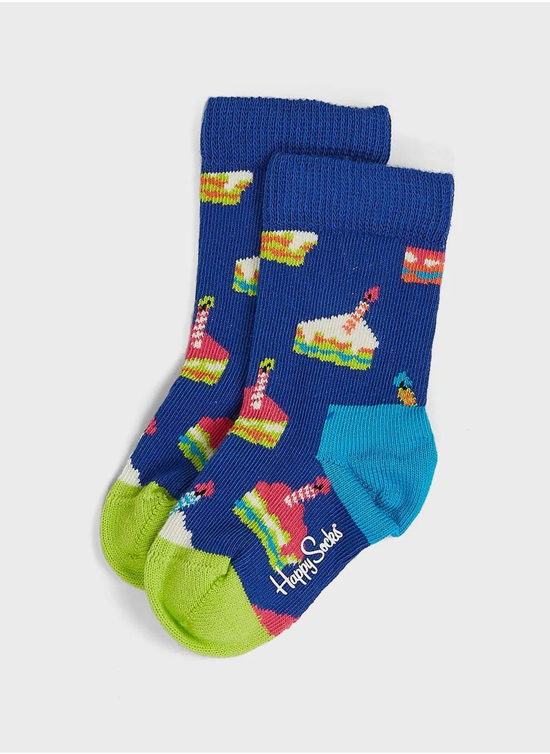 Happy Socks Kids Cake Print Crew Socks