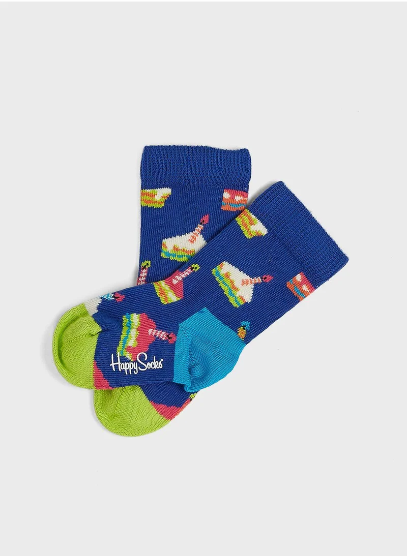 Happy Socks Kids Cake Print Crew Socks