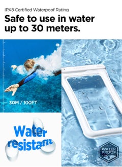 Spigen Aqua Shield Floating Universal Waterproof Phone Underwater Case Cover [1 Pack] IPX8 Pouch A610 Compatible with iPhone, Samsung Galaxy and Smartphone Up to 6.9 inches - White  - Image 3