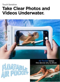 Spigen Aqua Shield Floating Universal Waterproof Phone Underwater Case Cover [1 Pack] IPX8 Pouch A610 Compatible with iPhone, Samsung Galaxy and Smartphone Up to 6.9 inches - White  - Image 4