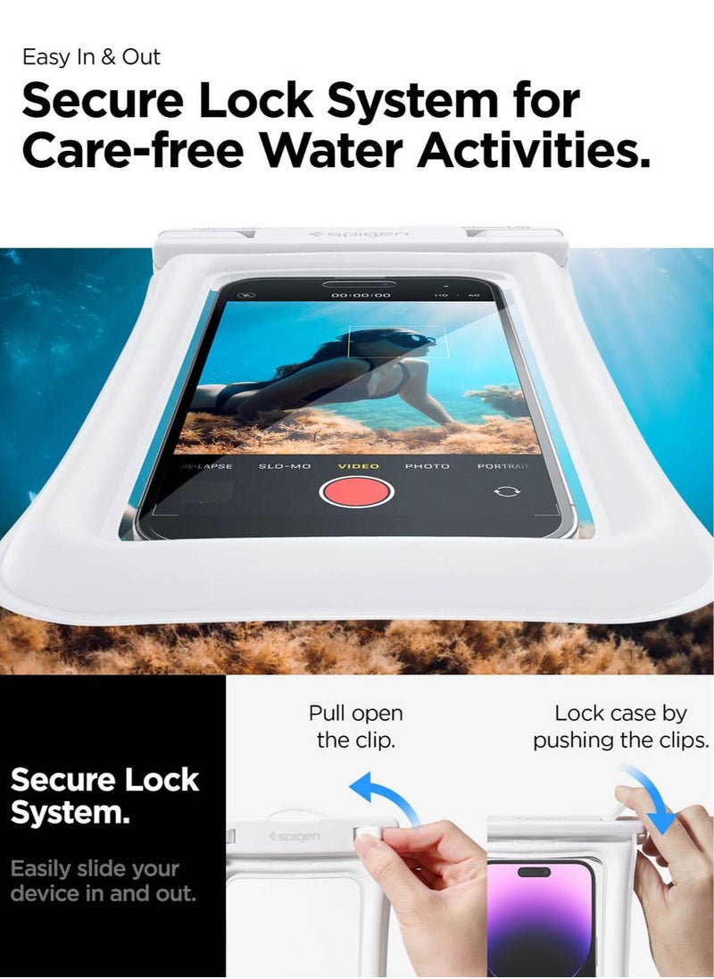 Spigen Aqua Shield Floating Universal Waterproof Phone Underwater Case Cover [1 Pack] IPX8 Pouch A610 Compatible with iPhone, Samsung Galaxy and Smartphone Up to 6.9 inches - White  - Image 2
