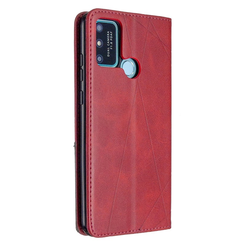 HuHa Protective Cover For Huawei Honor 9A Rhombus Texture Horizontal Flip Magnetic Leather Case with Holder & Card Slots & Wallet(Red) - Image 3