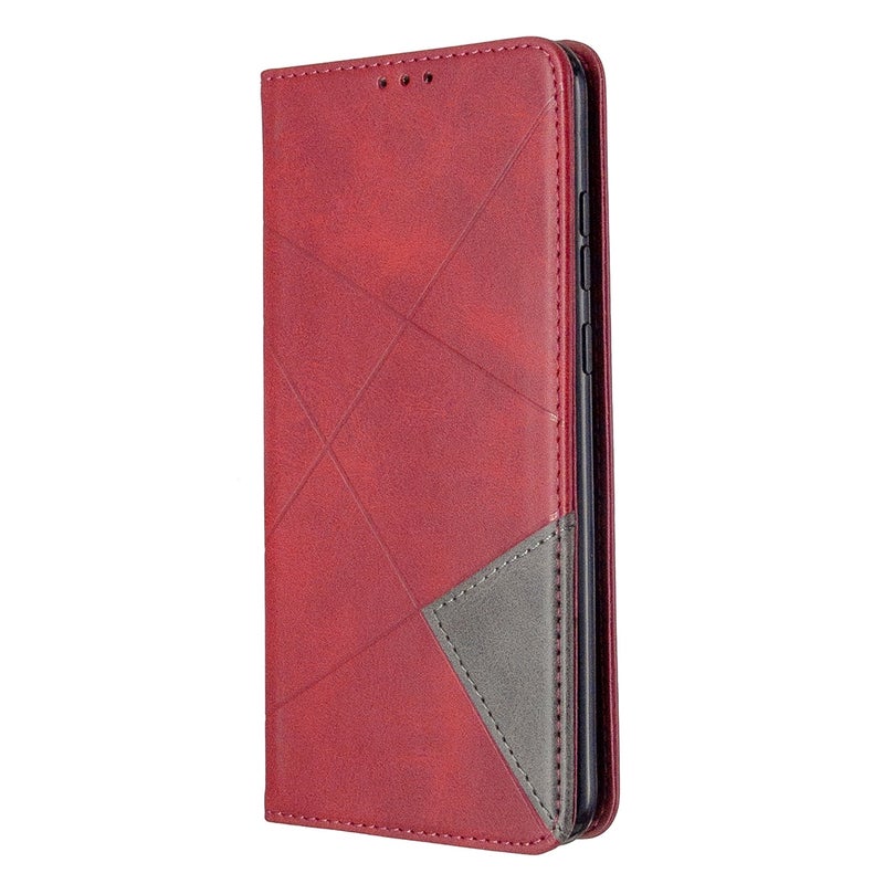 HuHa Protective Cover For Huawei Honor 9A Rhombus Texture Horizontal Flip Magnetic Leather Case with Holder & Card Slots & Wallet(Red) - Image 2