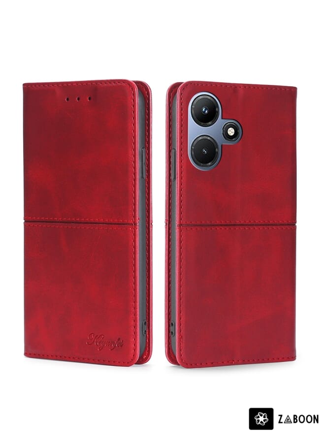 Zaboon Protective Case For Infinix Hot 10 / X682 Wallet Style Skin Feel Calf Pattern Leather Case with Separate Card Slots - Image 1