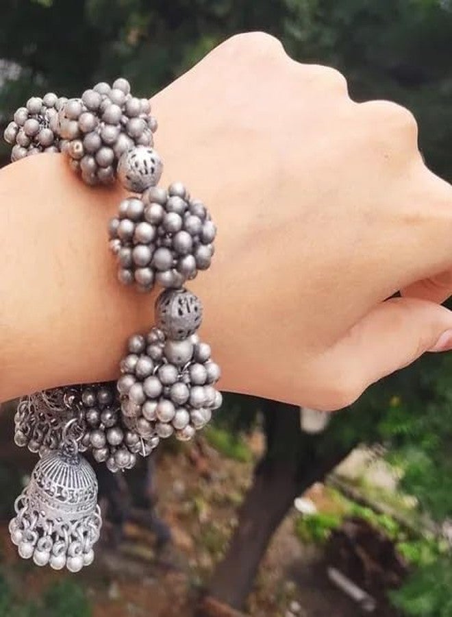 Shivarth Oxidised Black Ghungroo Kada 3 in 1, Adjustable Bangle Pack of 1 for Girls and Women - Image 3