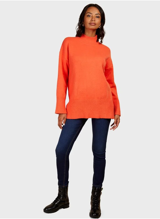 Little Mistress High Neck Knitted Sweater