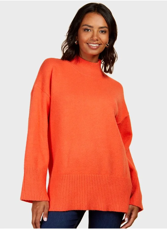 Little Mistress High Neck Knitted Sweater