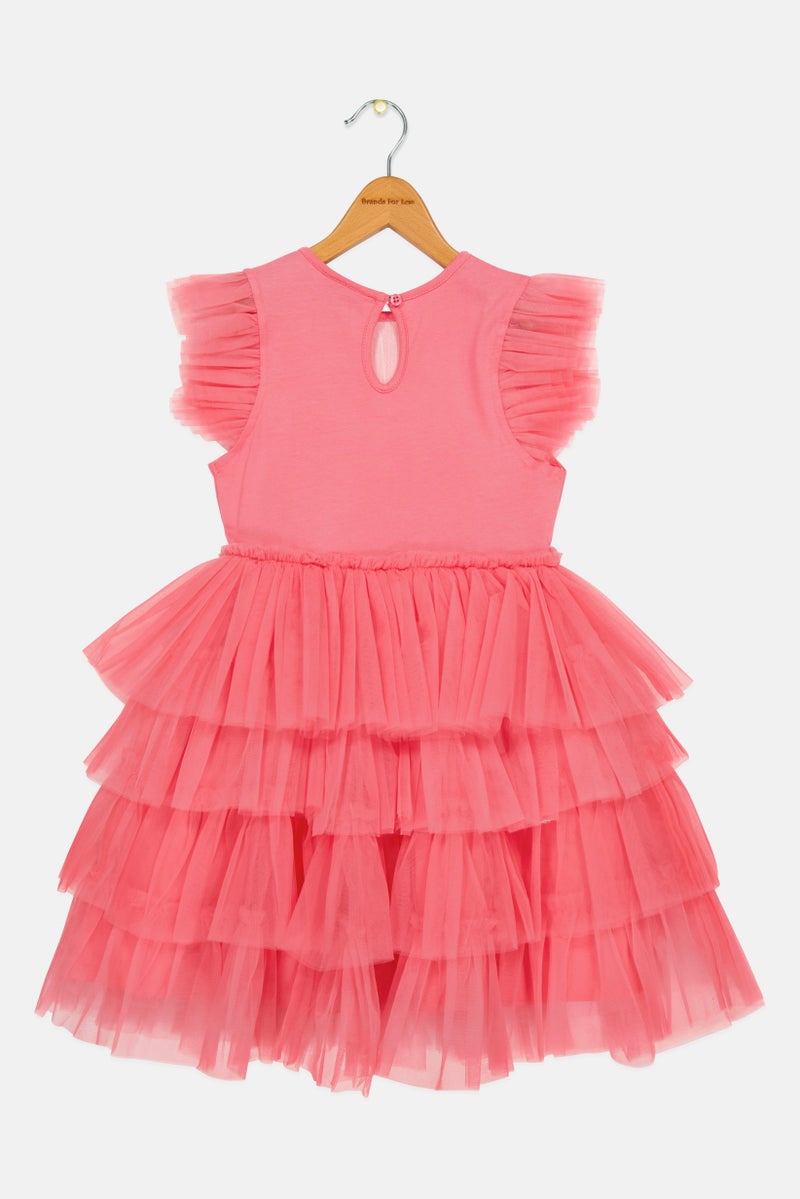 Lunamoon Kids Girl Embellished Dress, Pink - Image 3