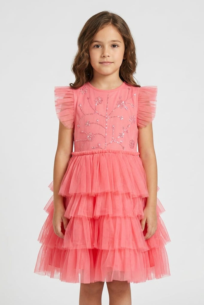 Lunamoon Kids Girl Embellished Dress, Pink - Image 1