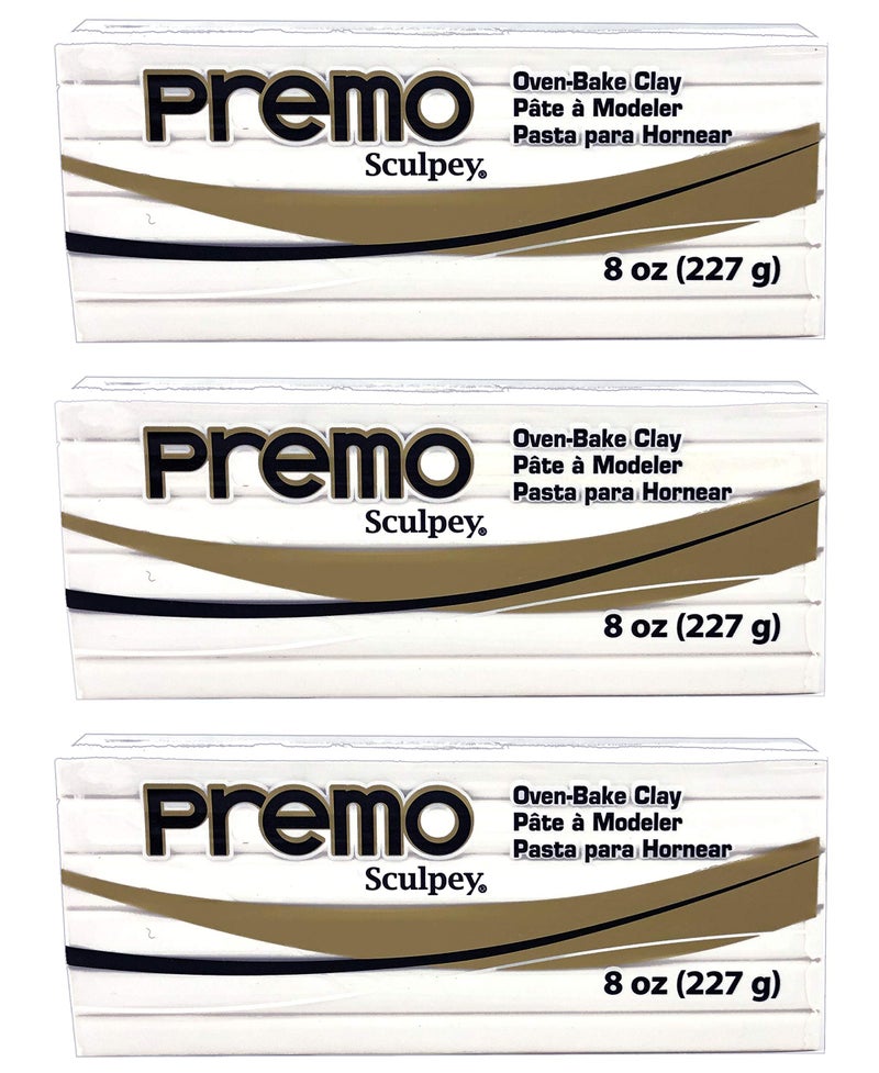 Sculpey Sculpey Premo Polymer White Clay  OvenBaked Clay 8 Ounce Pack of 3 