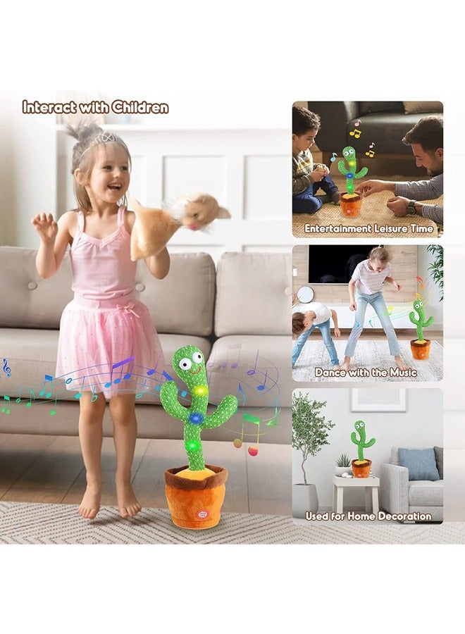 SUCITY Dancing Cactus Toys, Talking Cactus Toys for Recording What You Say, Mimicking Toys with LED English Sing, Cactus Plush Toys Gift - Image 2