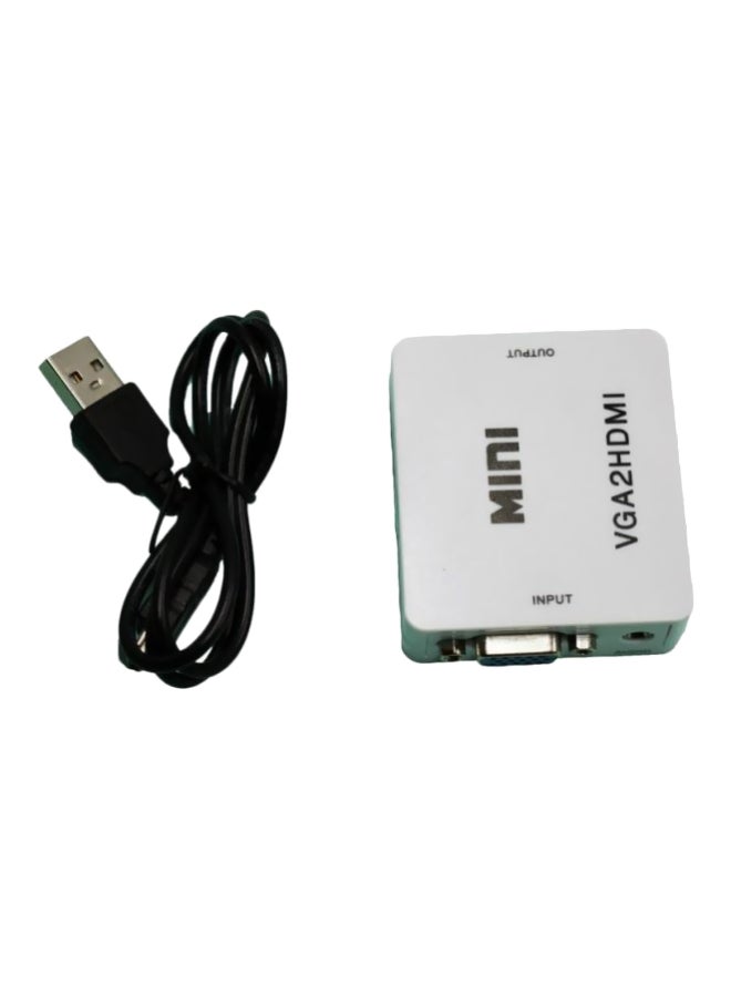 VGA To HDMI Convertor Adapter White/Black - Image 1