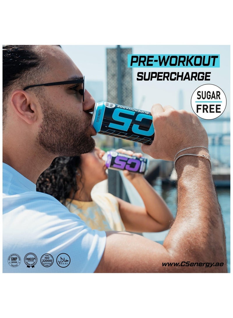 C5 Drink Supercharge Tutti Frutti Pre Workout - Sugar Free, Zero Calories, 200mg High Caffeine , Creatine - Beta Alanine - Citrulline Malate - High-Performance Pre-Workout Booster Supplement Pack of 12 - Image 2