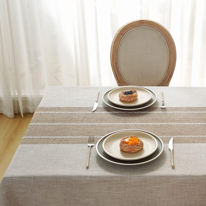 Rustic Waterproof Tablecloth Cotton Linen for Rectangle Tables, 55''x70'' - Image 3