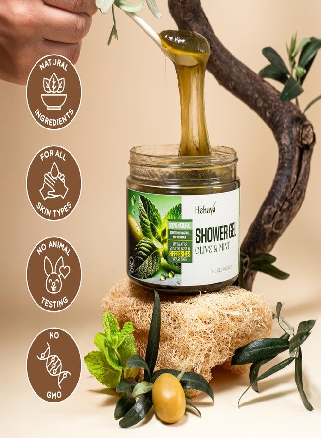 Hekaya Olive Oil & Mint Body Scrub – 14 oz | Deep Exfoliating & Hydrating Scrub for Dry Skin | Refreshing Mint Aroma | Natural Body Exfoliator for Women & Men - Image 2