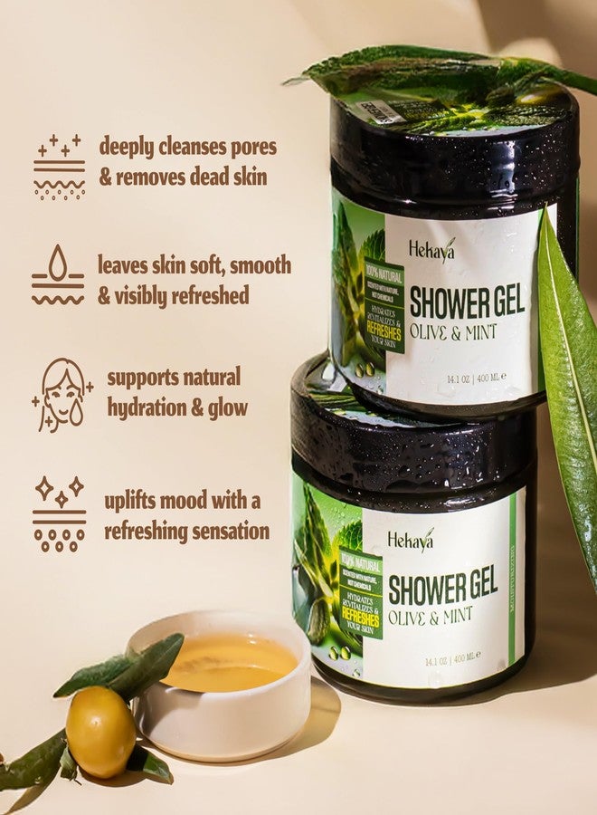 Hekaya Olive Oil & Mint Body Scrub – 14 oz | Deep Exfoliating & Hydrating Scrub for Dry Skin | Refreshing Mint Aroma | Natural Body Exfoliator for Women & Men - Image 4