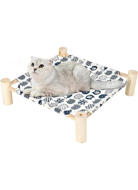 Pet Hammock,Wooden Hammock,Removable Portable,WashableIndoor/Outdoor Pet Bed for Cats/Small Dogs(White)