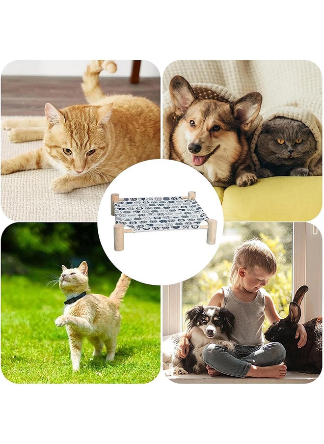 Hihonor - Pet Hammock,Wooden Hammock,Removable Portable,WashableIndoor/Outdoor Pet Bed for Cats/Small Dogs(White) - Image 1