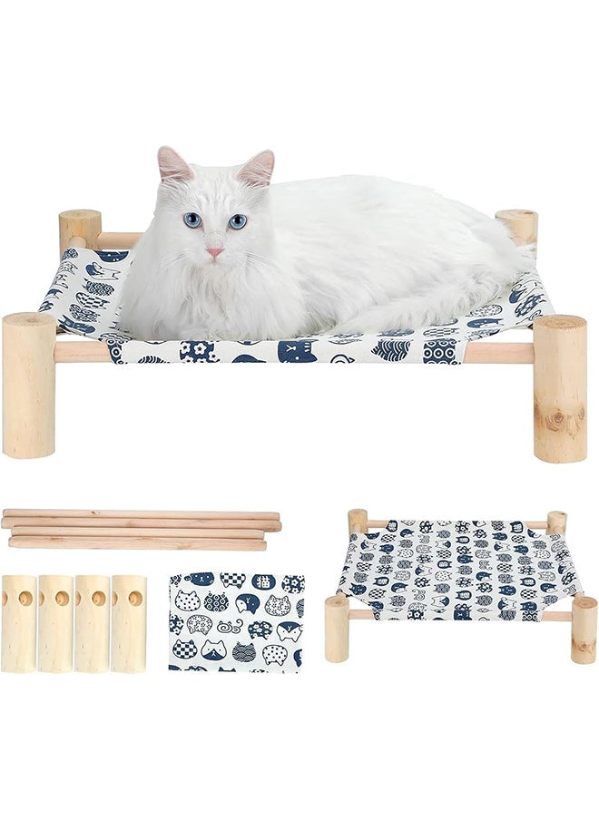 Hihonor - Pet Hammock,Wooden Hammock,Removable Portable,WashableIndoor/Outdoor Pet Bed for Cats/Small Dogs(White) - Image 1