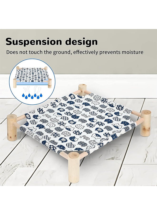 Hihonor - Pet Hammock,Wooden Hammock,Removable Portable,WashableIndoor/Outdoor Pet Bed for Cats/Small Dogs(White) - Image 1