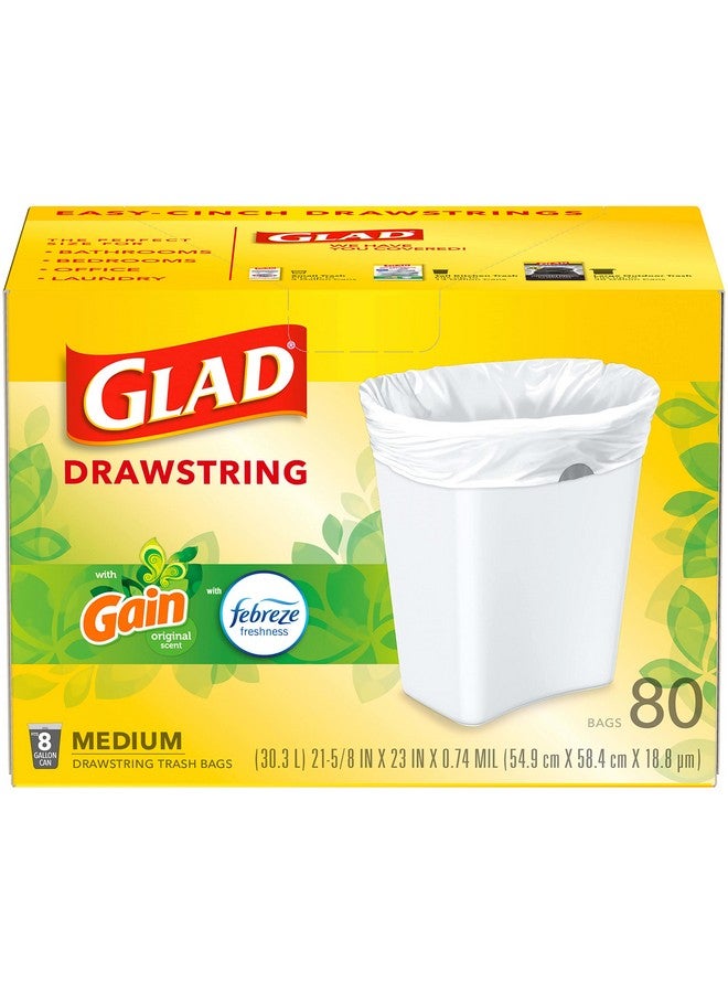 Glad Medium Drawstring Trash Bags, 8 Gal, Gain Original with Febreze, 80 Ct (Package May Vary) - Image 5