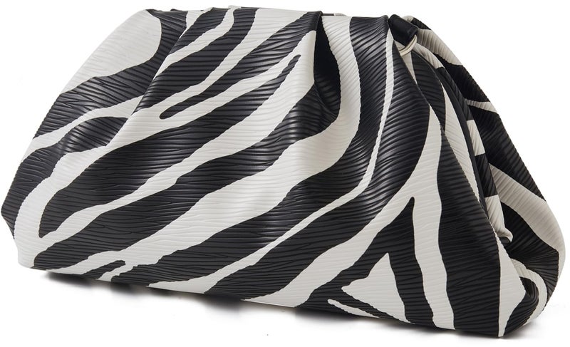 Munansli Zebra Printed Women's Clutch Purse,Detachable Chain Shoulder Bag, Dumpling Crossbody Bag, Cloud Evening Clutch. - Image 1