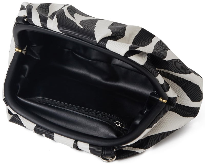Munansli Zebra Printed Women's Clutch Purse,Detachable Chain Shoulder Bag, Dumpling Crossbody Bag, Cloud Evening Clutch. - Image 3