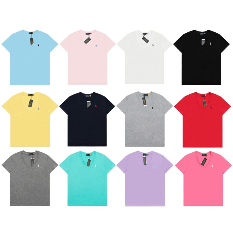 POLO Classic V-Neck Basic Versatile Short-Sleeve T-Shirt for Women - Image 3