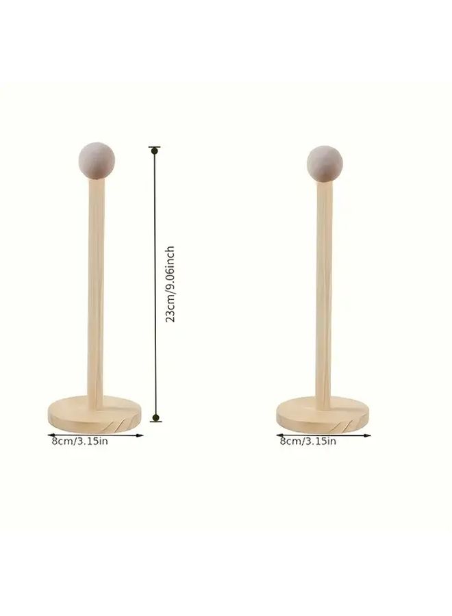 2pcs Wooden Hair Accessory Organizer Rack Yellow And Red Durable Storage Display - Image 3