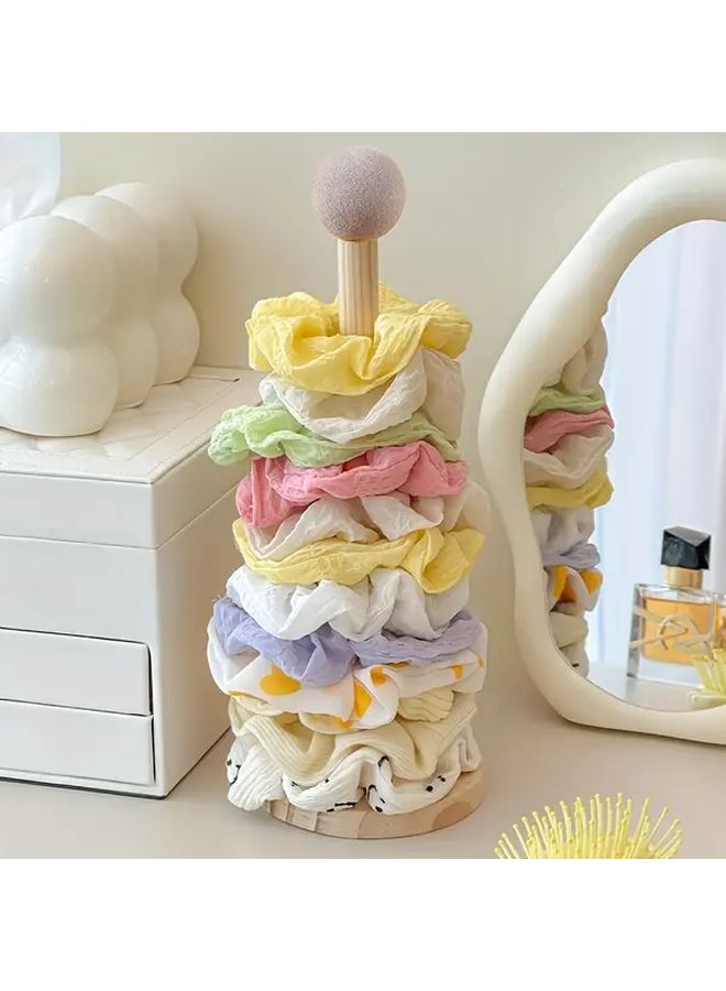 2pcs Wooden Hair Accessory Organizer Rack Yellow And Red Durable Storage Display - Image 2