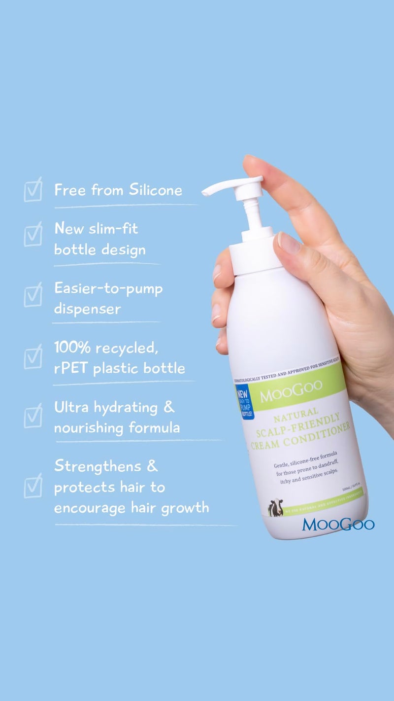 MooGoo Cream Conditioner - For Itchy, Dry, Eczema, Psoriasis & Dandruff Prone Scalps â€“ SLS, Silicone, Sulfate & Paraben Free - Natural & Gentle Formula â€“ 500ml - Image 4